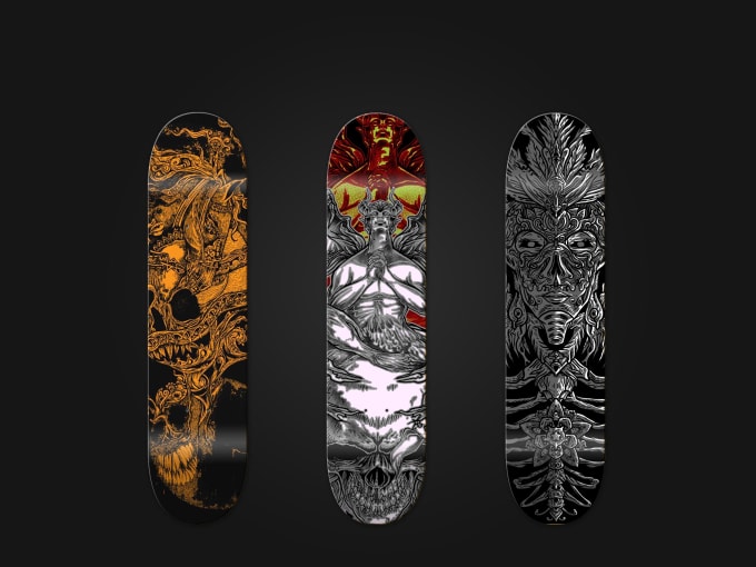 Gig Preview - Design awesome skateboard with detailed handrawn