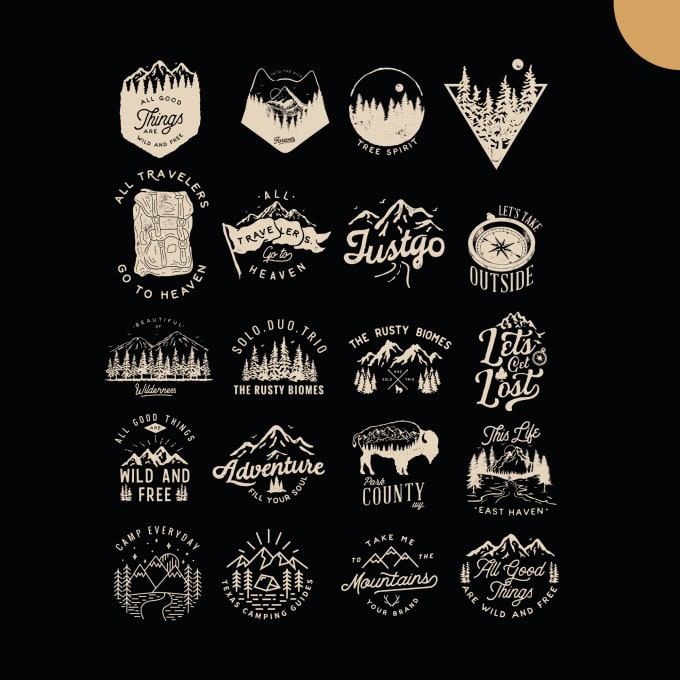 Gig Preview - Create hand drawn vintage outdoor badge t shirt logo design