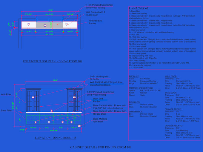 Gig Preview - Expert 2d cabinet drafting and detailing services for accurate furniture design