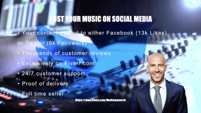 Gig Preview - Post song to 6k music listeners on twitter or 13k facebook