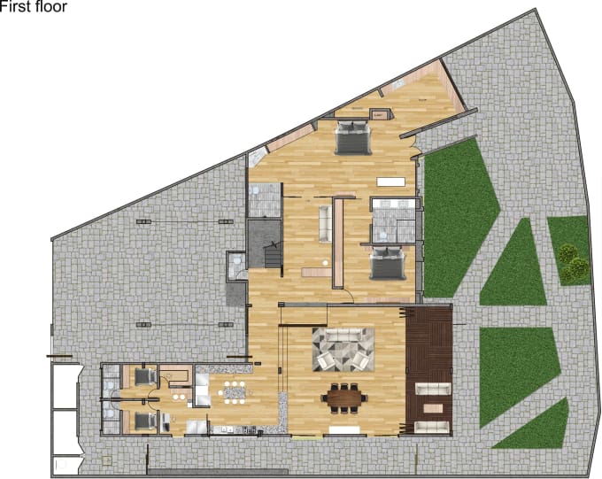 Gig Preview - Draw a 2d colored floor plan in illustrator or photoshop