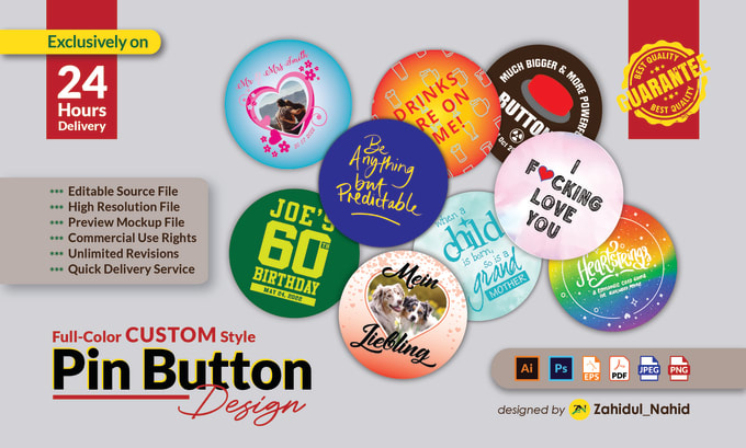 Gig Preview - Design badges, buttons, magnets, patches, pins, stickers