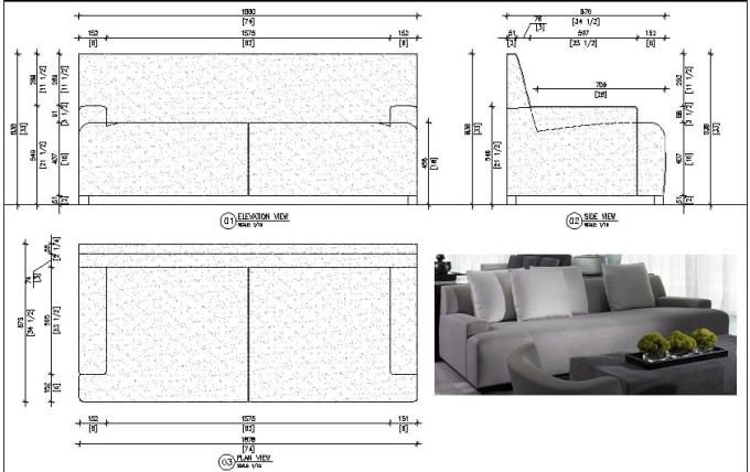 Gig Preview - Draft furniture sketch, photo to technical cad shop drawing