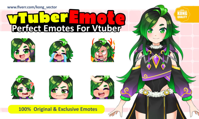 Gig Preview - Create custom vtuber emotes with anime or chibi style for kick twitch streamer