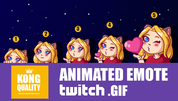 Gig Preview - Create animated emotes GIF, bit, cheer emotes for kick, twitch