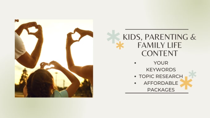 Gig Preview - Create kids, parenting and family content