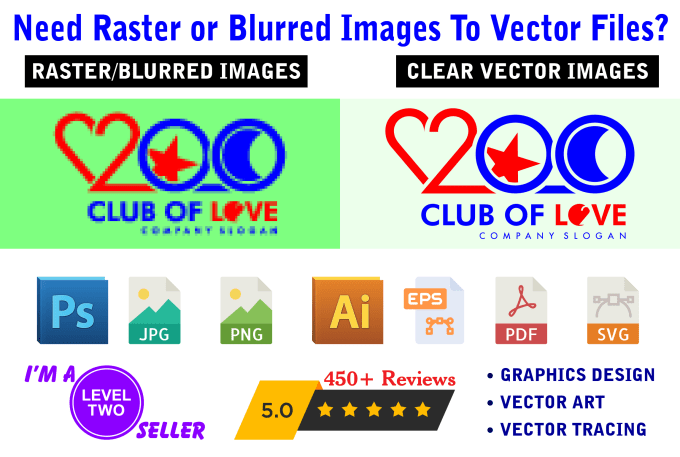 Gig Preview - Do convert any raster or blurred image to vector files