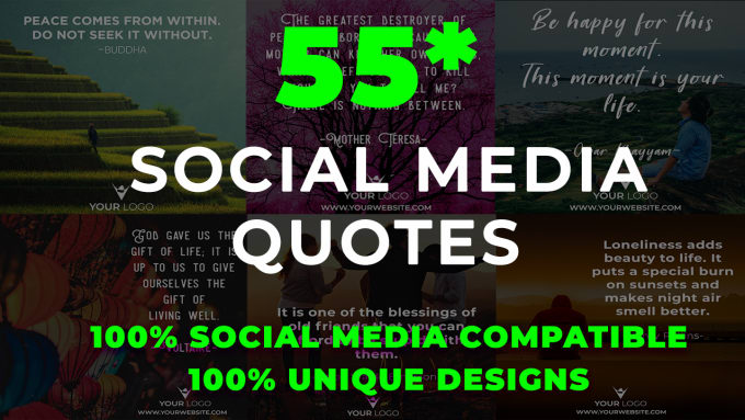 Gig Preview - Create 55 social media quotes with your logo and URL