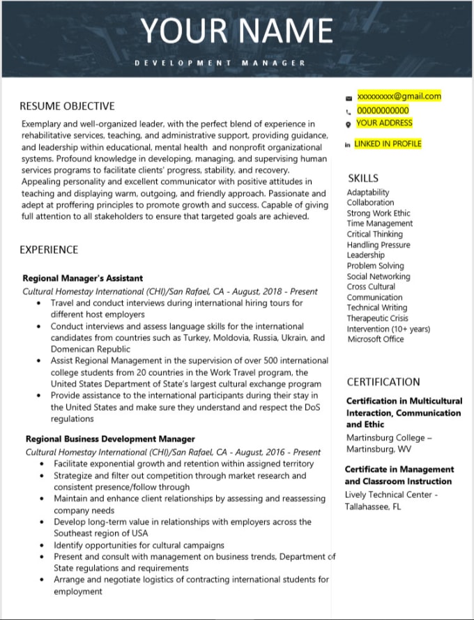 Gig Preview - Write professional resume for you