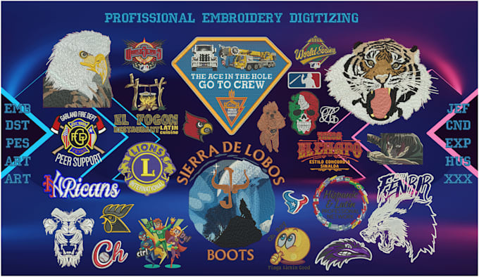 Gig Preview - Logo embroidery digitizing, 3d puff, flat, convert to , dst, jef, pes, hus,in hr