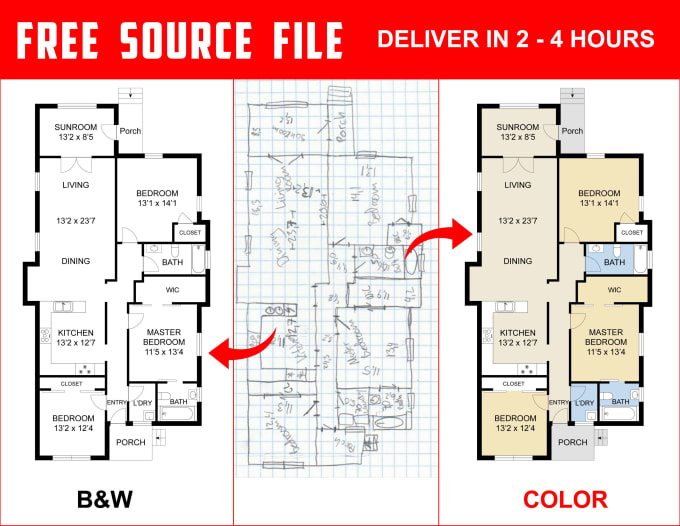 Gig Preview - Make floor plan for real estate agent in 4 hours