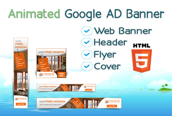 Gig Preview - Design google ad banners, HTML 5 banner, header, animated ad