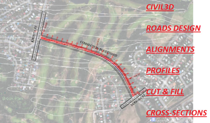 Gig Preview - Design road alignments, surface grading and cut fill volume in civil3d