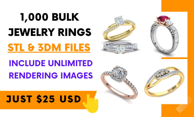 Gig Preview - 1,000 solitaire rings 3dm bulk collection 3d print model