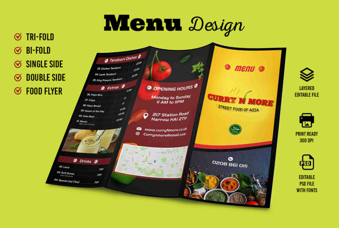 Gig Preview - Design attractive restaurant menu