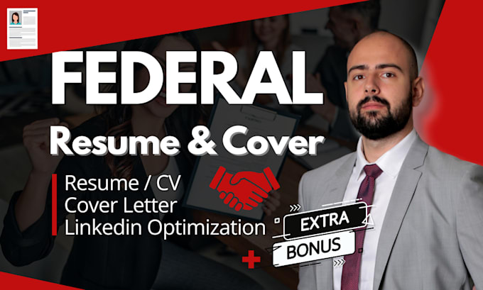 Gig Preview - Write federal resume, cv, cover letter and linkedin text