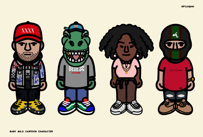 Gig Preview - Create cartoon illustration baby milo bape