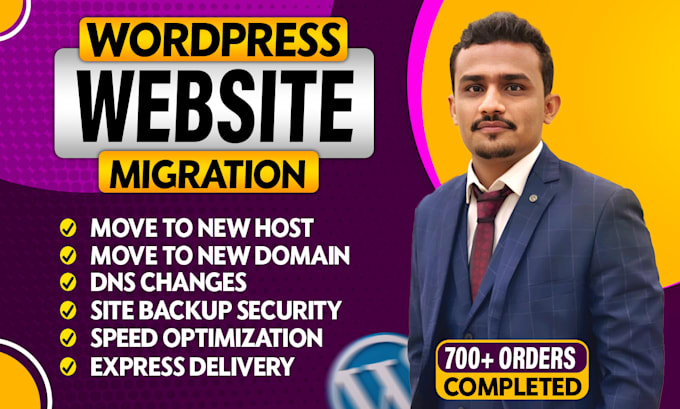 Gig Preview - Migrate, transfer wordpress website in 4 hours