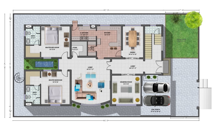 Gig Preview - Do render of your building 2d plan and 3d elevation