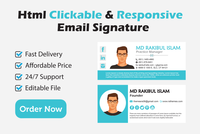 Gig Preview - Create custom animated HTML clickable email signatures