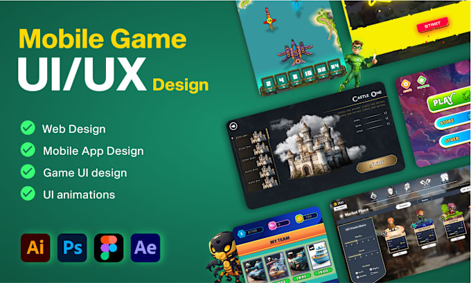 Gig Preview - Our agency will create professional, eye catching game and app UI design