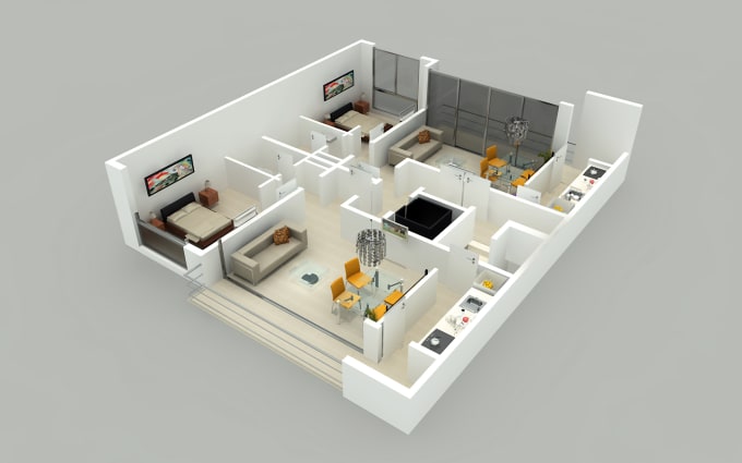 Gig Preview - Model interior, exterior, 3d floor plan