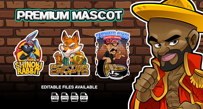 Gig Preview - Design a mascot logo, cartoon characters for your business