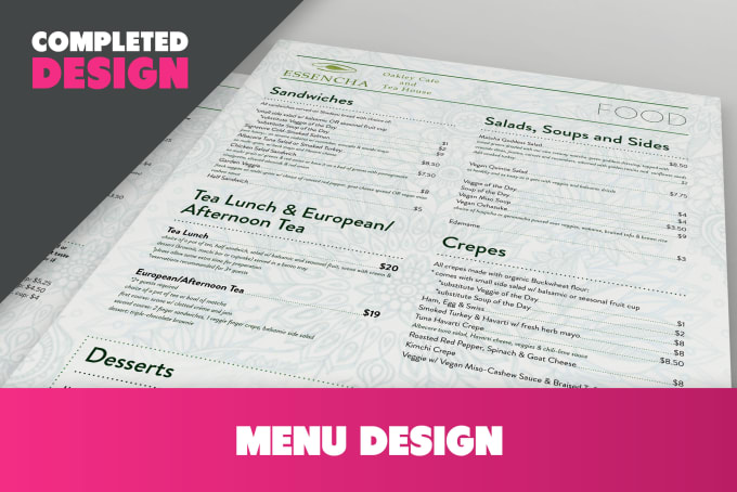 Gig Preview - Create a fantastic menu design