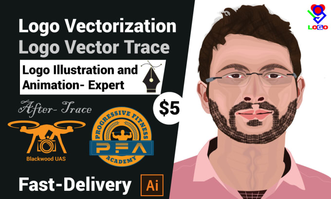 Gig Preview - Vectorization ur logo icon symbol portrait image doodle plus line art with pro