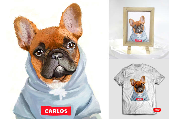 Gig Preview - Hand drawn awesome digital realistic portrait of your pet