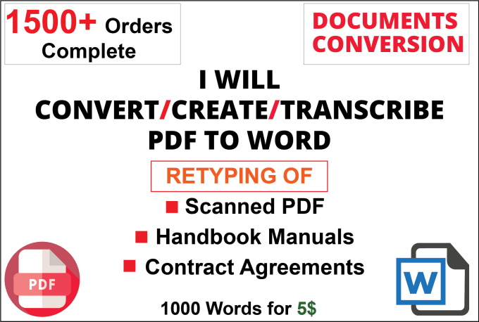 Gig Preview - Convert PDF to word