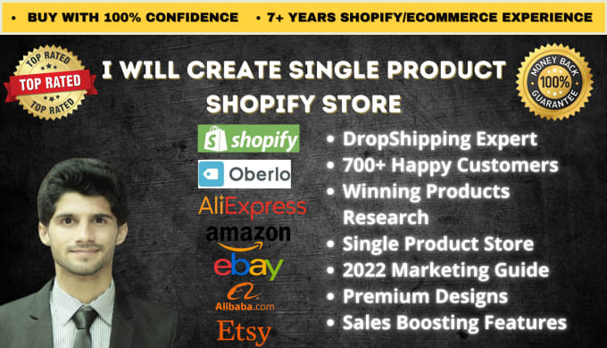 Gig Preview - Shopify dropshipping store shopify website and single product store