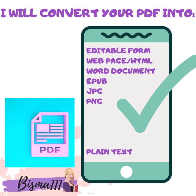 Gig Preview - Convert your file into pdf, epub, web page, fillable form