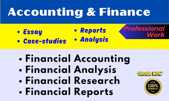 Gig Preview - Do accounting and finance assignments, financial analysis, excel projects