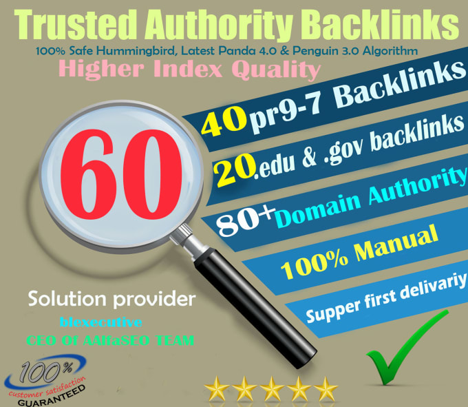 Gig Preview - Do 60 backlinks 40 pr9 20edu authority links  for google rank