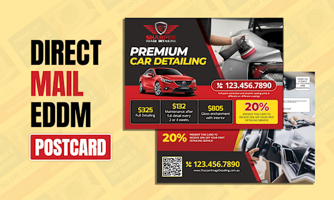 Gig Preview - Design auto repair plumbing hvac moving direct mail eddm postcard