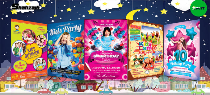 Gig Preview - Do kids flyer, kids birthday flyer, kids party flyer or poster