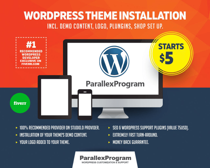 Gig Preview - Install wordpress theme and setup like demo