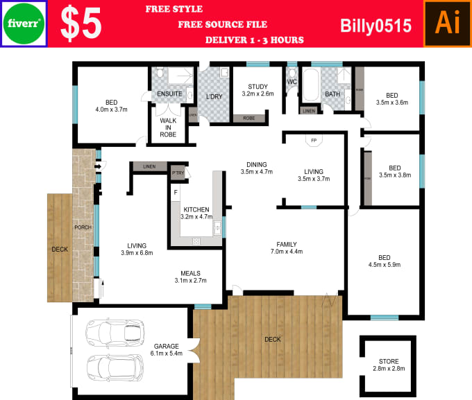 Gig Preview - Redraw floor plan for real estate agents, etc