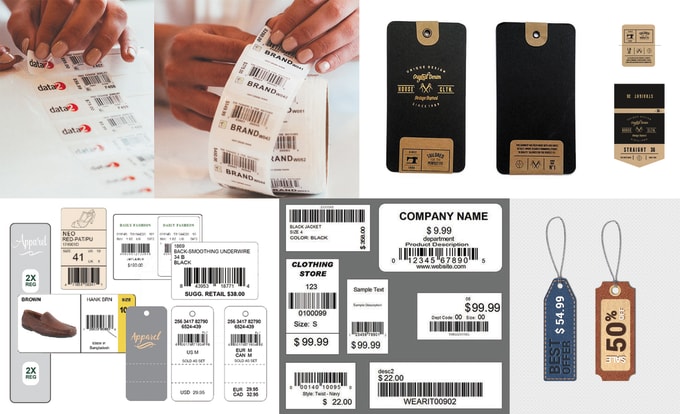 Gig Preview - Garments accessories barcode heat labels hang tag price tag woven label sticker