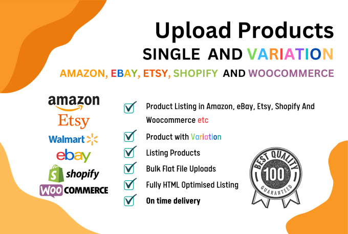 Gig Preview - Upload product listing for amazon, ebay, shopify, etsy, and walmart