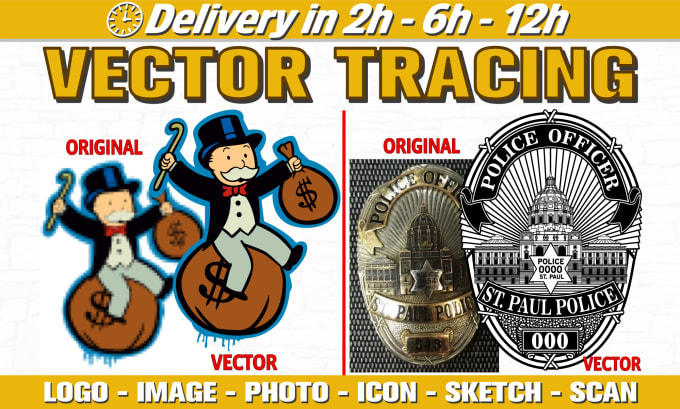 Gig Preview - Vector tracing image or logo, redraw, vectorize image, convert to vector