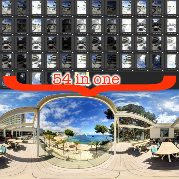 Gig Preview - Stitch and edit 2pcs 360 panorama