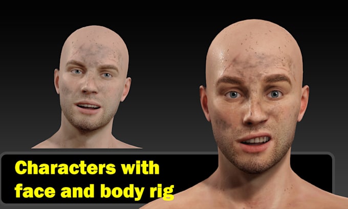 Gig Preview - Create 3d characters with face and body rig and morphs