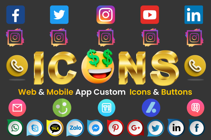 Gig Preview - Design custom unique icons for your websites and social media apps icons