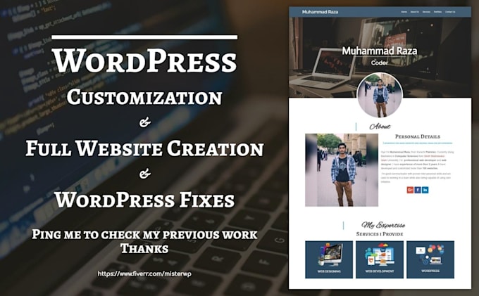 Gig Preview - Customize wordpress fix issues do maintenance wordpress website