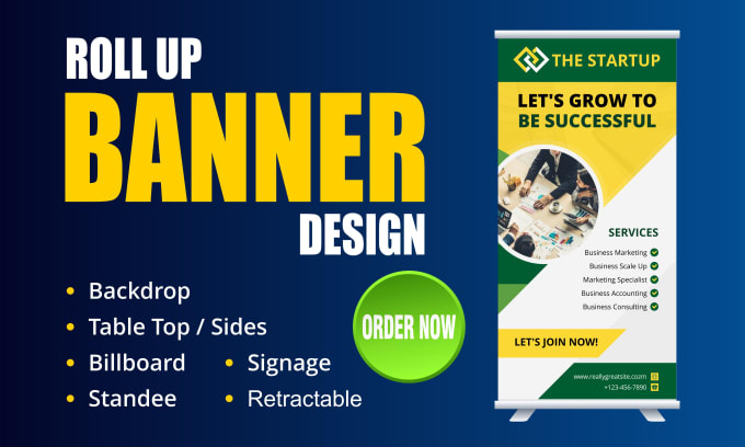 Gig Preview - Design roll up, pull up, retractable banner, backdrop, sign, billboard