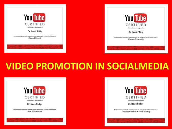 Gig Preview - Do video promotion with social media as youtube certified