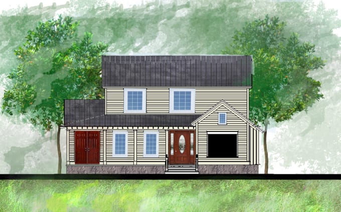 Gig Preview - Create professional artistic architectural watercolor renderings for you