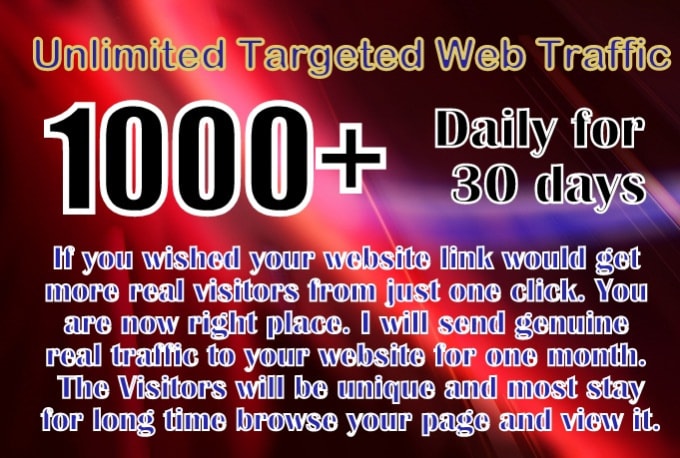 Gig Preview - Send targeted unlimited traffic for 30 days